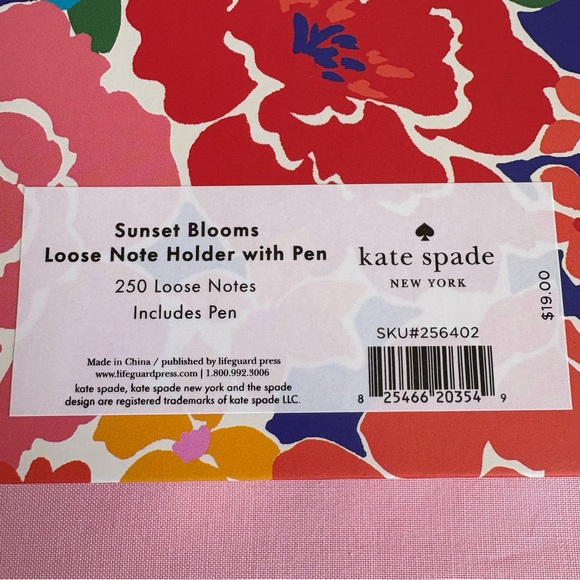 Kate Spade Sunset Blooms Loose Note Holder with Pen NWT - Picture 7 of 8